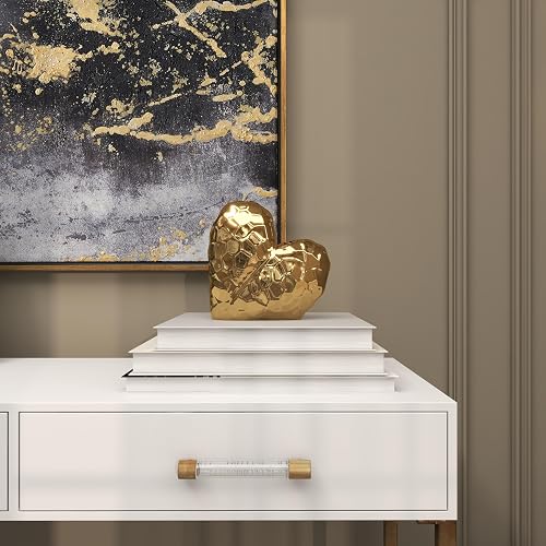 Deco 79 Glam Porcelain Sculpture, Statue and Sculpture for Home Decor, Decorations for Home, Art Decor Living Room, Office, Bedroom, 8" L x 3" W x 8" H, Gold