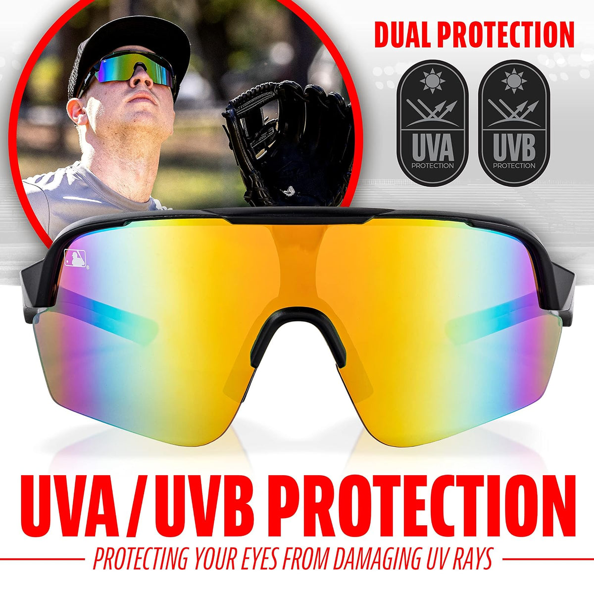 Franklin Sports - anteojos de sol de béisbol + softball - anteojos de sol deportivas para hombre + mujer, sombras abatibles + anteojos sin tirón