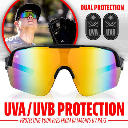 Franklin Sports - anteojos de sol de béisbol + softball - anteojos de sol deportivas para hombre + mujer, sombras abatibles + anteojos sin tirón