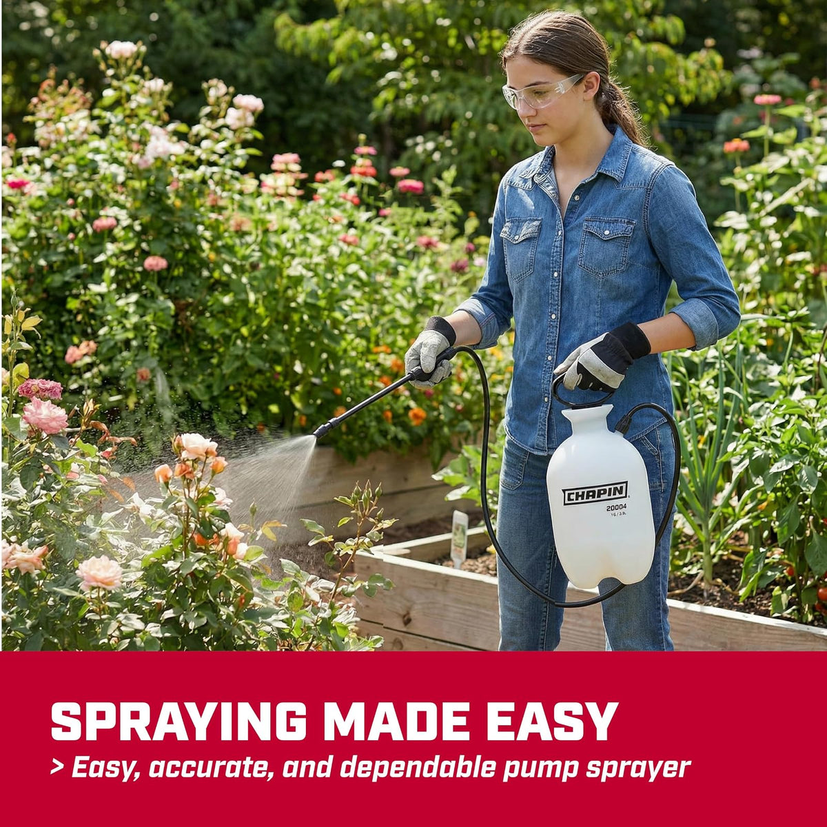 Chapin 20004 Made in USA 1 -Gallon Lawn and Garden Pump Pressured Sprayer, for Spraying Plants, Garden Watering, Weeds and Pests