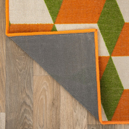 Rugshop Budelli - Alfombra geométrica contemporánea Que no desprende Pelusa, para terraza, Patio, Patio Trasero, Antideslizante, para Interiores y Exteriores, 2 x 7 pies, Color Naranja