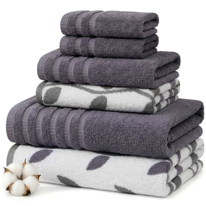 Modern Threads Organic Vines - Juego de 6 Toallas de algodón 100% – Hilo teñido Jacquard y sólido – Incluye 2 Toallas de baño, 2 Toallas de Mano, 2 paños – Absorbente, de Secado rápido, Suave y - Lavanda