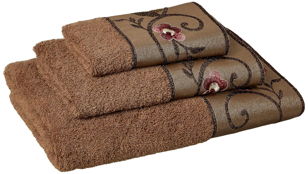 Popular Bath Toallas de baño, colección Larissa, Juego de 3 Piezas, diseño de Rosa