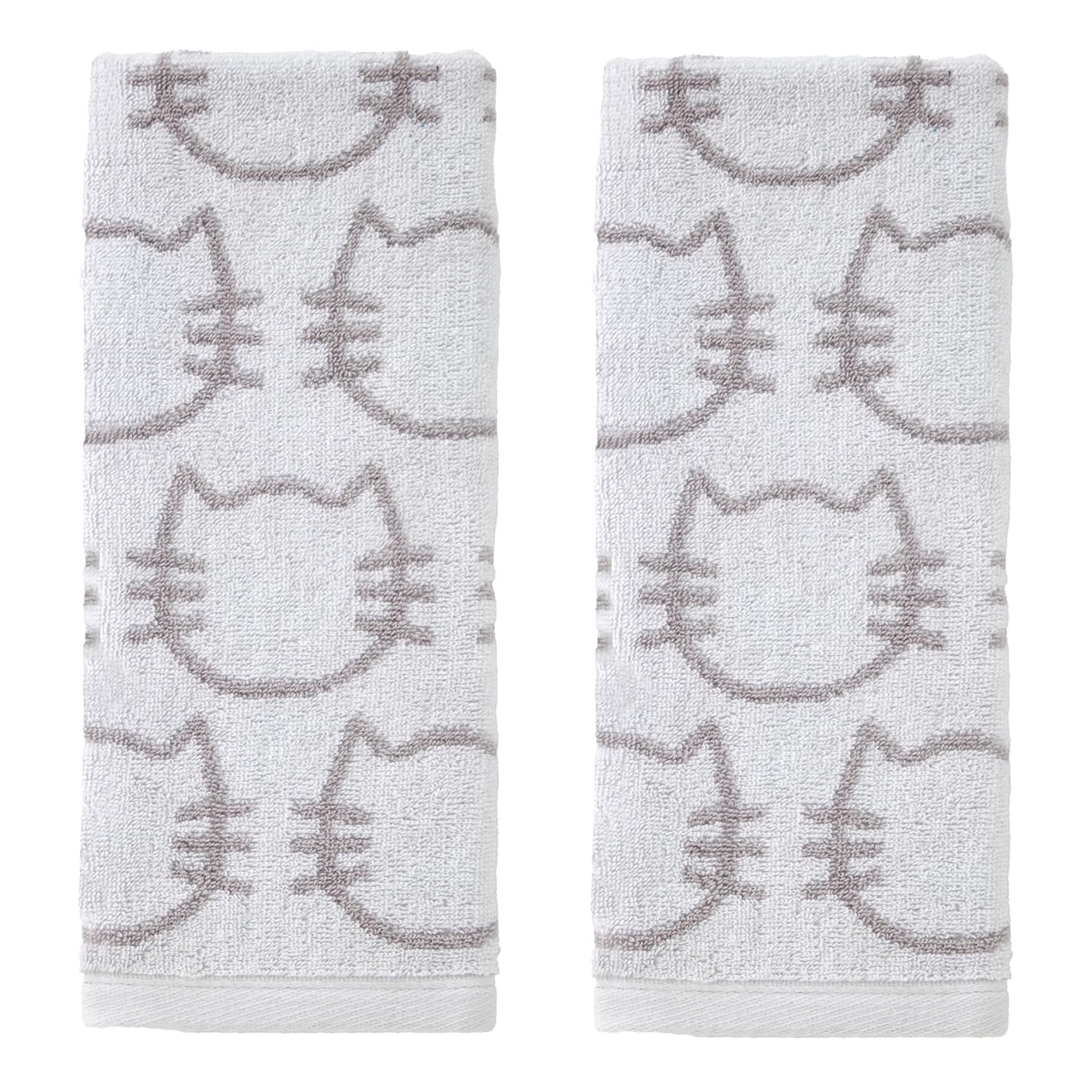 SKL Home - Juego de 2 Toallas de Mano para Gatos, para baño, Cocina, Bar y Regalo, Blanco/Gris
