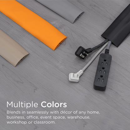 Cordinate, Cubierta para Cable de Piso de 1.8 m (6 pies), Protector de Goma, Perfil Bajo, Protector de Cables, Ocultador de Cables, Organizador de Cables, Gris, 47348