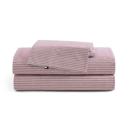 Tommy Hilfiger - Juego de sábanas Individuales con sábana Bajera y Fundas | 100% percal de algodón, sábana bajera de bolsillo profundo, tamaño individual, sábana encimera y fundas de almohada incluidas