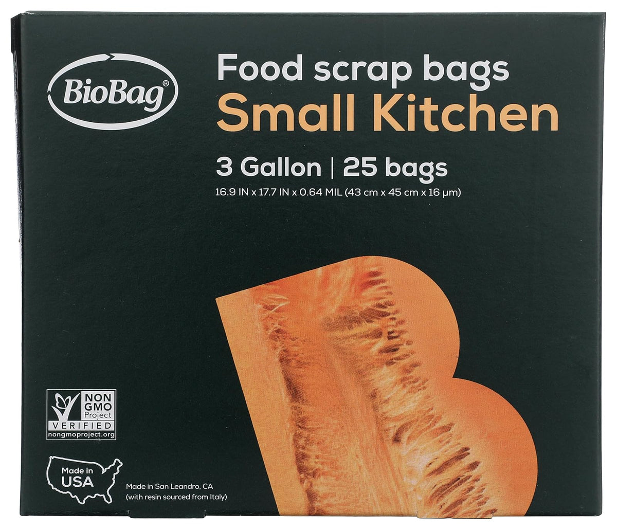 BioBag, The Original Compostable Bag, Kitchen Food Scrap Bags, ASTMD6400 Certified 100% Compostable Bags, Biodegradable Products Institute & VINCOTTE OK HOME Certified, Non GMO, 3 Gallon, 300 Count