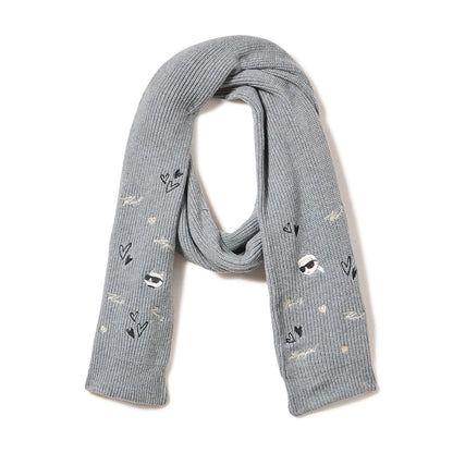 KARL LAGERFELD Embroidered Karl Hearts Winder Scarf Bufanda de moda Mujer