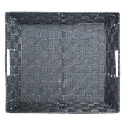 DII Duradero contenedor de almacenamiento de nailon tejido trapezoidal o canasta para organizar tu hogar, oficina o armarios, Gris, Bandeja, 1, 1