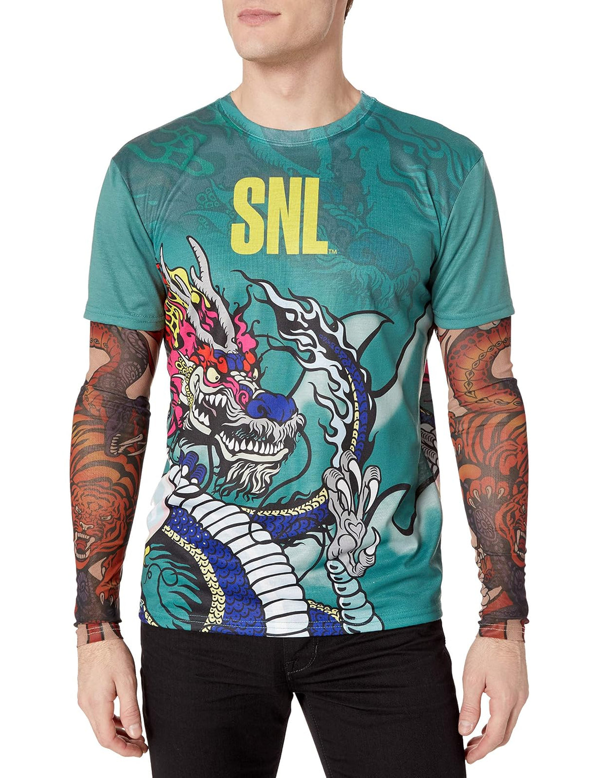 Faux Real Camiseta de Manga Larga para Hombre, Foto-Realista, de Malla