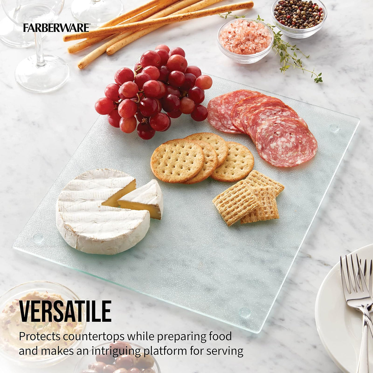 Farberware - 78624-10 Farberware Glass Utility Tabla de cortar, 30,5 x 35,5 cm, transparente