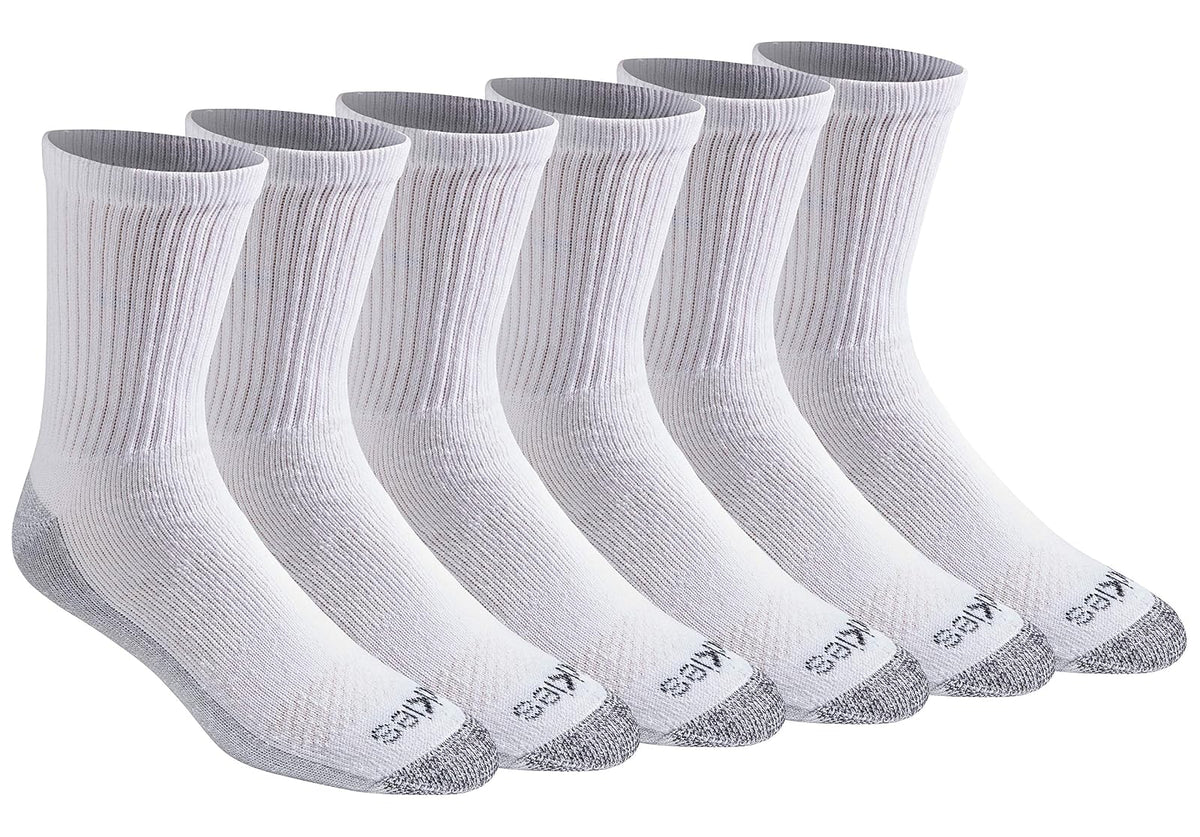 Dickies Calcetines Deportivos para Hombre, Talón y Puntera Reforzados - G - Longitud cómoda blanca (6 pares)