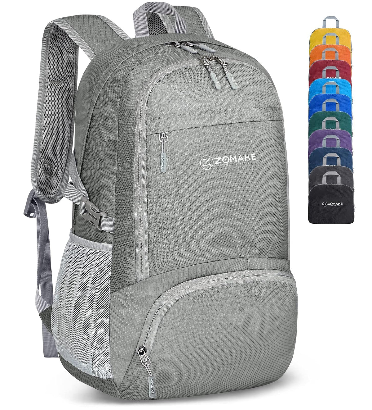 ZOMAKE Mochila Plegable Ultraligera, 30L - M - Gris (Sliver Grey)