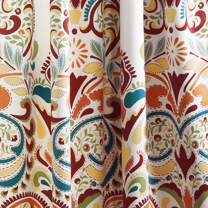 Lush Decor Clara Cortinas con estampado de damasco cachemira, estilo bohemio, de oscurecimiento de la habitación, juego de panel para la sala, el comedor, la recámara (par), Moderno, Turquiosa y mandarina., Panel Pair 84" x 52", 1