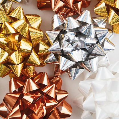 Hallmark - Surtido de lazo de regalo, 12 unidades (dorado, plata, bronce, blanco) para cumpleaños, día de la madre, bodas, despedidas de soltera, cualquier ocasión