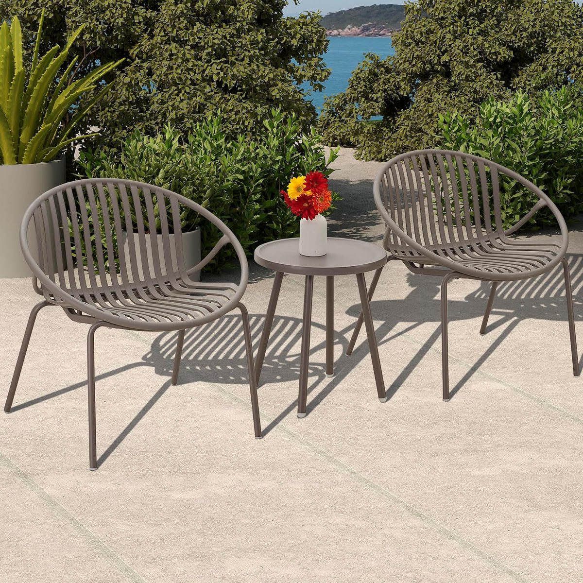 Werph - Juego de Muebles de Patio, 3 Piezas para Exteriores con Mesa y sillas de bistró, Juego de 2 Unidades, Juego de Patio al Aire última intervensión con sillas de Porche y Mesa, Juego de