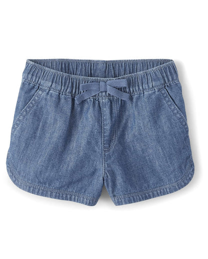 The Children's Place shorts de mezclilla chambray para niña - Rosa (Rose Wash) - 12-18 Meses