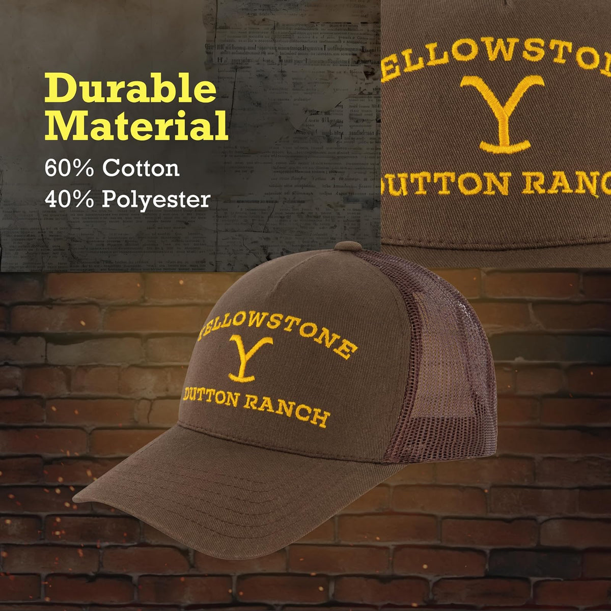 Concept One Yellowstone Adjustable Snapback Mesh Snapback Trucker Hat with Curved Brim Gorra de béisbol Unisex Adulto