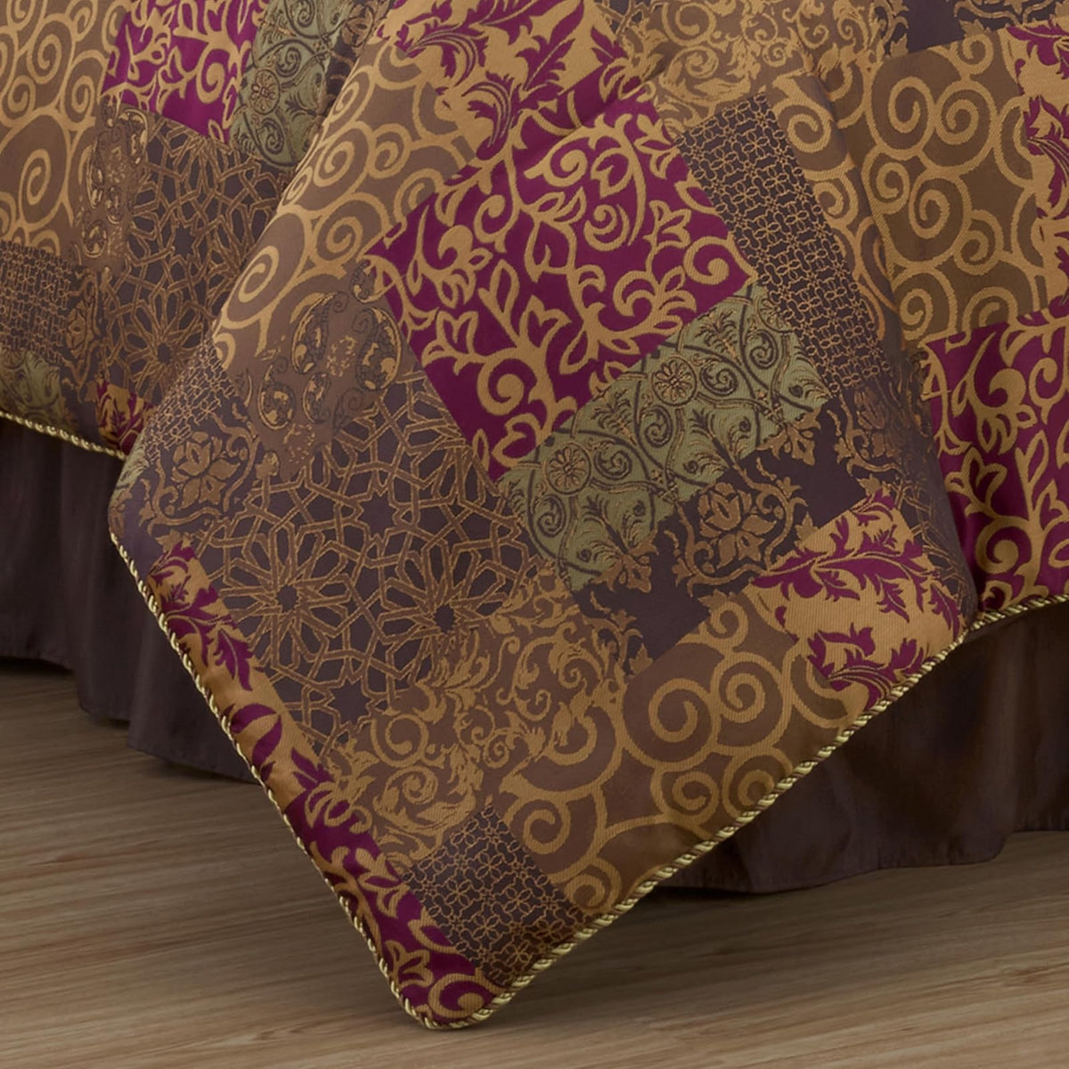 Chezmoi Collection Amelia - Juego de edredón de 9 Piezas con diseño Floral Jacquard Patchwork, Queen, Multicolor