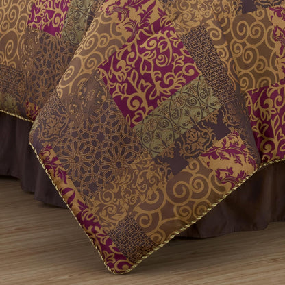 Chezmoi Collection Amelia - Juego de edredón de 9 Piezas con diseño Floral Jacquard Patchwork, Queen, Multicolor