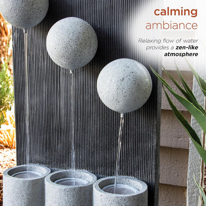 Alpine Corporation 37" Tall Indoor/Outdoor 3-Tier Modern Infinity Calming Floor Fountain with LED Lights, Gray