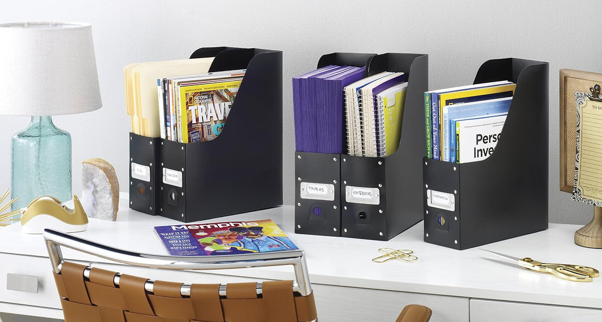Whitmor 6551-372-5-BLK - Organizador de Revistas de Plástico, 5 Piezas, Negro