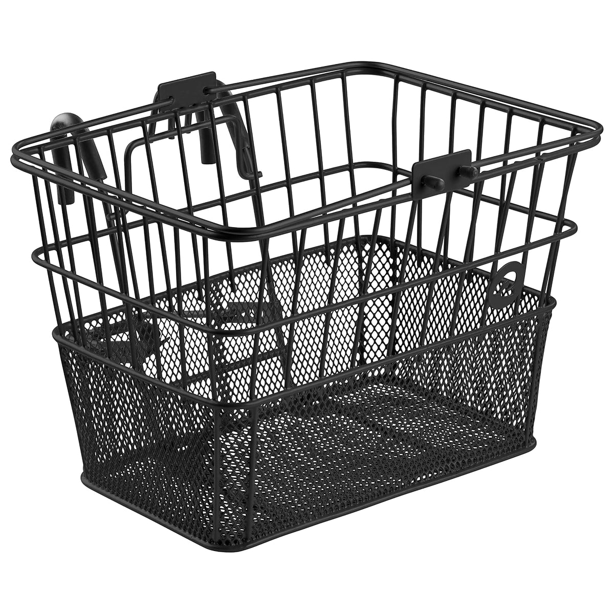 Bicycles Detachable Steel Half-Mesh Apollo Bike Basket with Built-in Handles, Weather-Resistant Steel and Integrated Hooks for Easy Assembly to Front Handlebar - Negro -