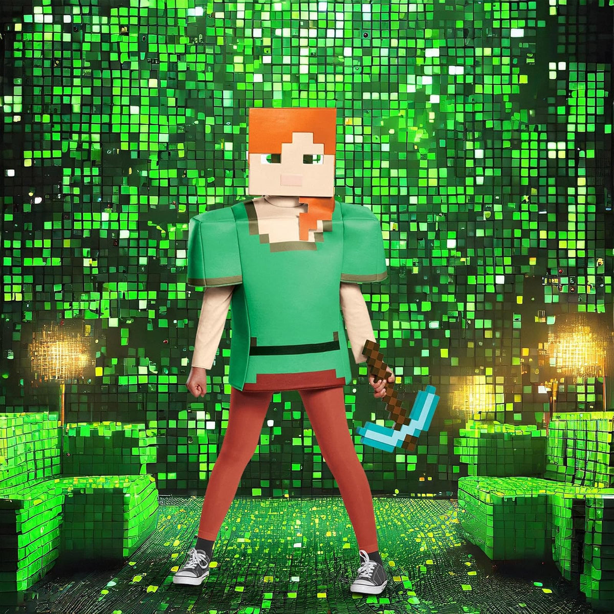 Disguise Minecraft - Pico de Juguete Oficial de Diamante, Accesorio para Disfraz y Juego de Rol, Diseño Clásico de Pixeles, 40 cm de Largo