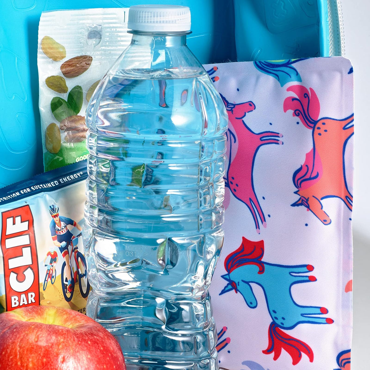 Cool Coolers by Fit & Fresh - Paquete de 2 Unidades de Hielo Suave, Nailon elástico Flexible, Bolsas de Hielo Reutilizables para loncheras y enfriadores, Rayas de Unicornio