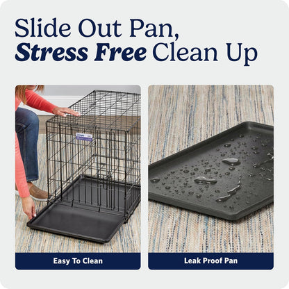 MidWest Homes for Pets Caja para perro iCrate de una y doble puerta mejorada, incluye sartén a prueba de fugas, pies protectores de suelo, panel divisor y nuevas características patentadas