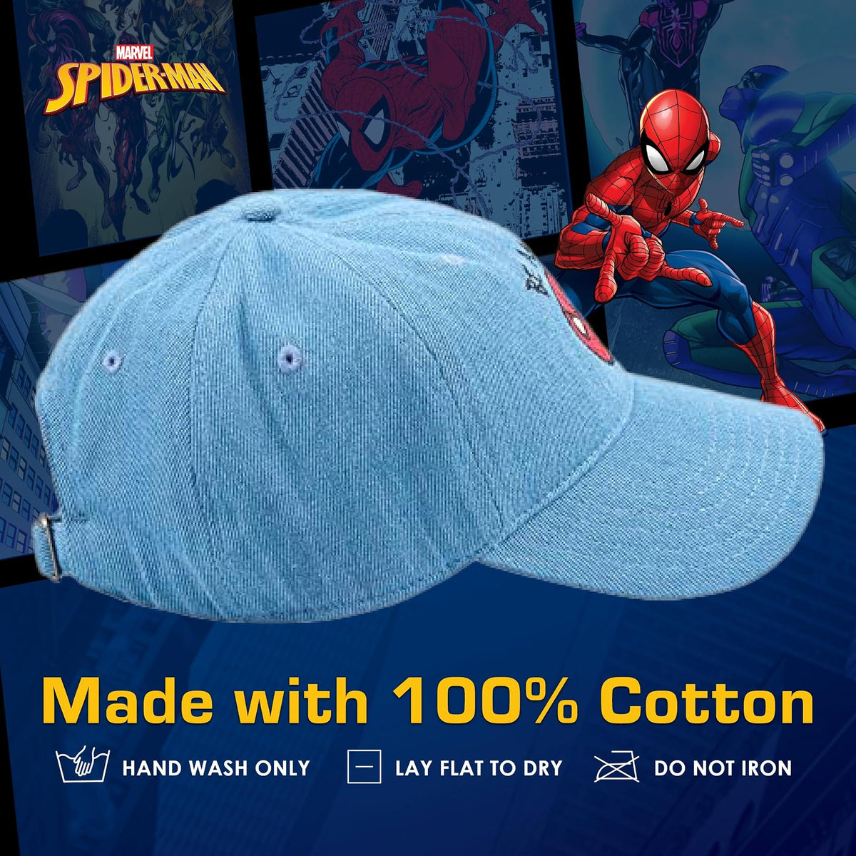 Marvel Spider-Man - Gorro de algodón Ajustable para papá, Gorra de béisbol con ala Curvada