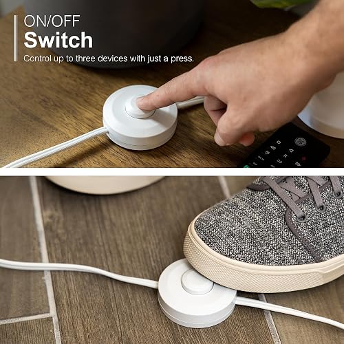 GE Cable de extensión de 3 salidas con interruptor de encendido/apagado, perfecto para lámparas, luces navideñas y festivas, 9 pies, color blanco, 42803