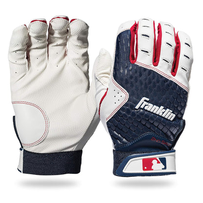 Franklin Sports MLB Guantes de Bateo 2nd-Skinz para Béisbol y Softball - Youth XX-Small - Blanco - Azul - Rojo