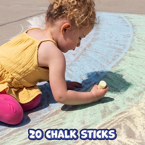 READY 2 LEARN - Juego de 20 tizas para acera jumbo | 9 colores, lavable y no tóxico, juego de gis a granel para niños
