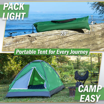 Wakeman Outdoor - Tienda de campaña para 2 Personas - Refugio fácil de Instalar con Mosca de Lluvia y Bolsa de Transporte para Camping, Playa, mochileros, Senderismo y Festivales