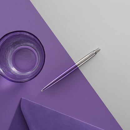Parker Jotter Core Boligrafo Violeta Terminado En Cromo Tinta Azul Punto Mediano