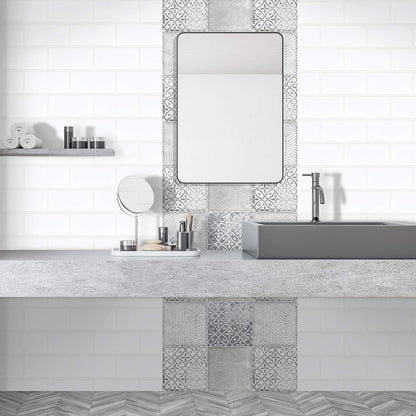 Kantu 2111009 Pacifico - Azulejo Decorativo de cerámica, 6 Pulgadas x 6 Pulgadas, Gris, Paquete de 4