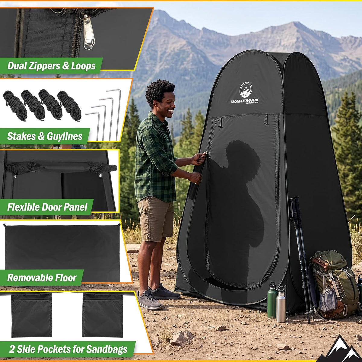 Wakeman Camping-Privacy-Shelters Wakeman Outdoor Tienda de campaña de privacidad desplegable portátil