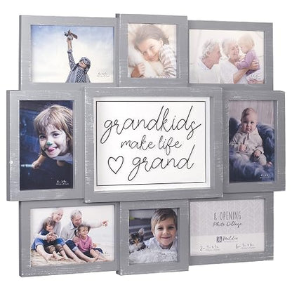 Malden Gray Grandkids Make Life Grand Marco Fotos Dimension | Con 8 Aperturas, Color Gris, Tamaño 19.25" x 16.75", Poliestireno, Cuelga Horizontal