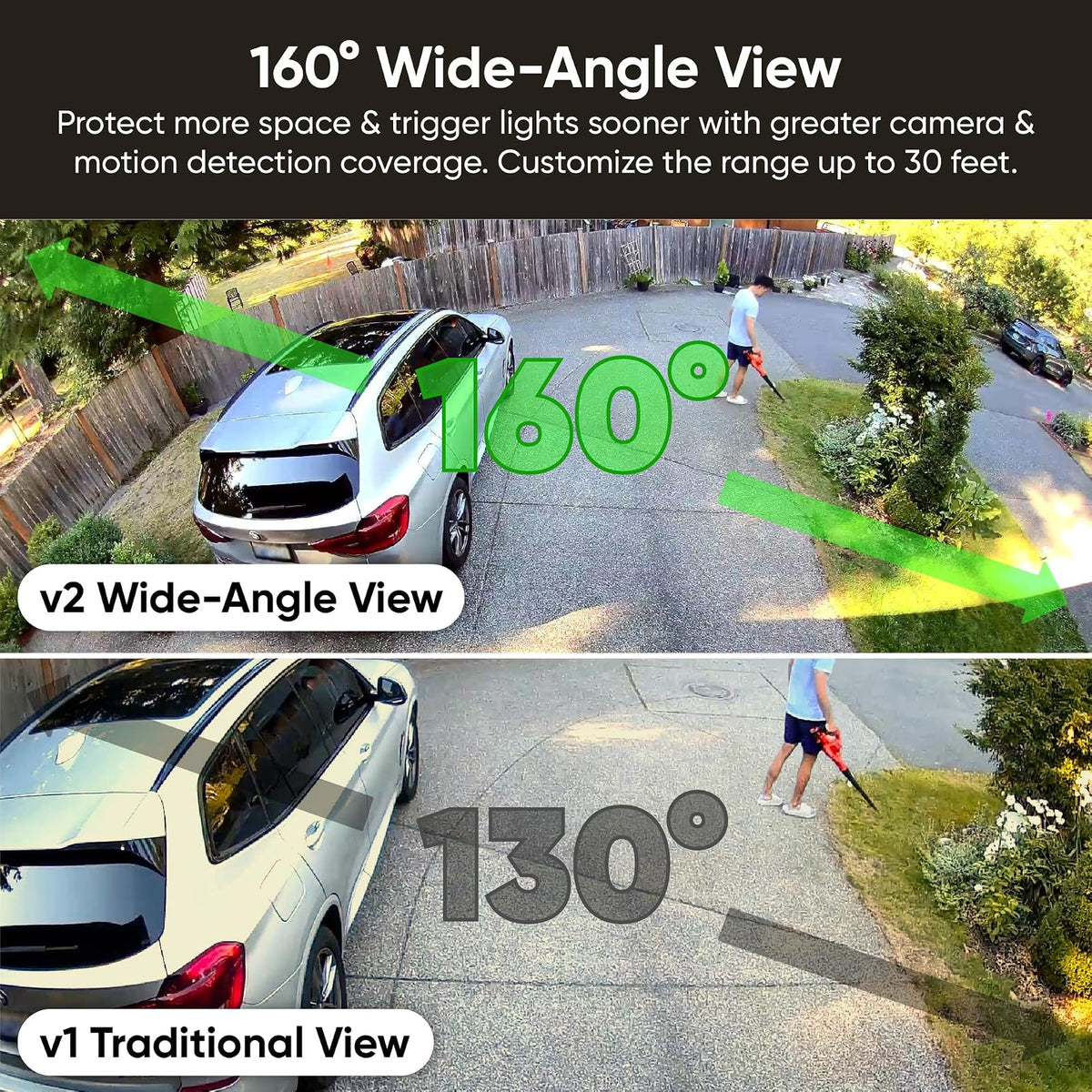 WYZE - Cámara de Reflector v2, LED de 2800 lúmenes, cámara de Seguridad HD de 2K para Exteriores, Vista Ancha de 160°, luz activada por Movimiento, Sirena de 105 dB, visión Nocturna de Color,