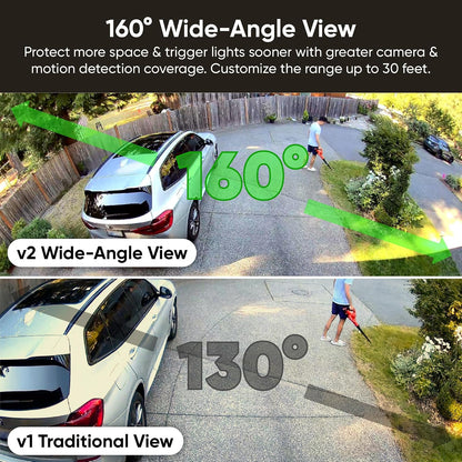 WYZE - Cámara de Reflector v2, LED de 2800 lúmenes, cámara de Seguridad HD de 2K para Exteriores, Vista Ancha de 160°, luz activada por Movimiento, Sirena de 105 dB, visión Nocturna de Color,