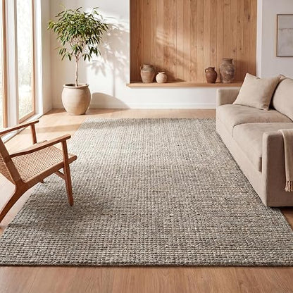 Jonathan Y NRF102C-3 - Alfombra de Yute Gruesa Tejida a Mano para Interiores, Estilo Bohemio, de fácil Limpieza, recámara, Cocina, Sala de Estar, no se desprende, 3 pies x 5 pies, Color Gris