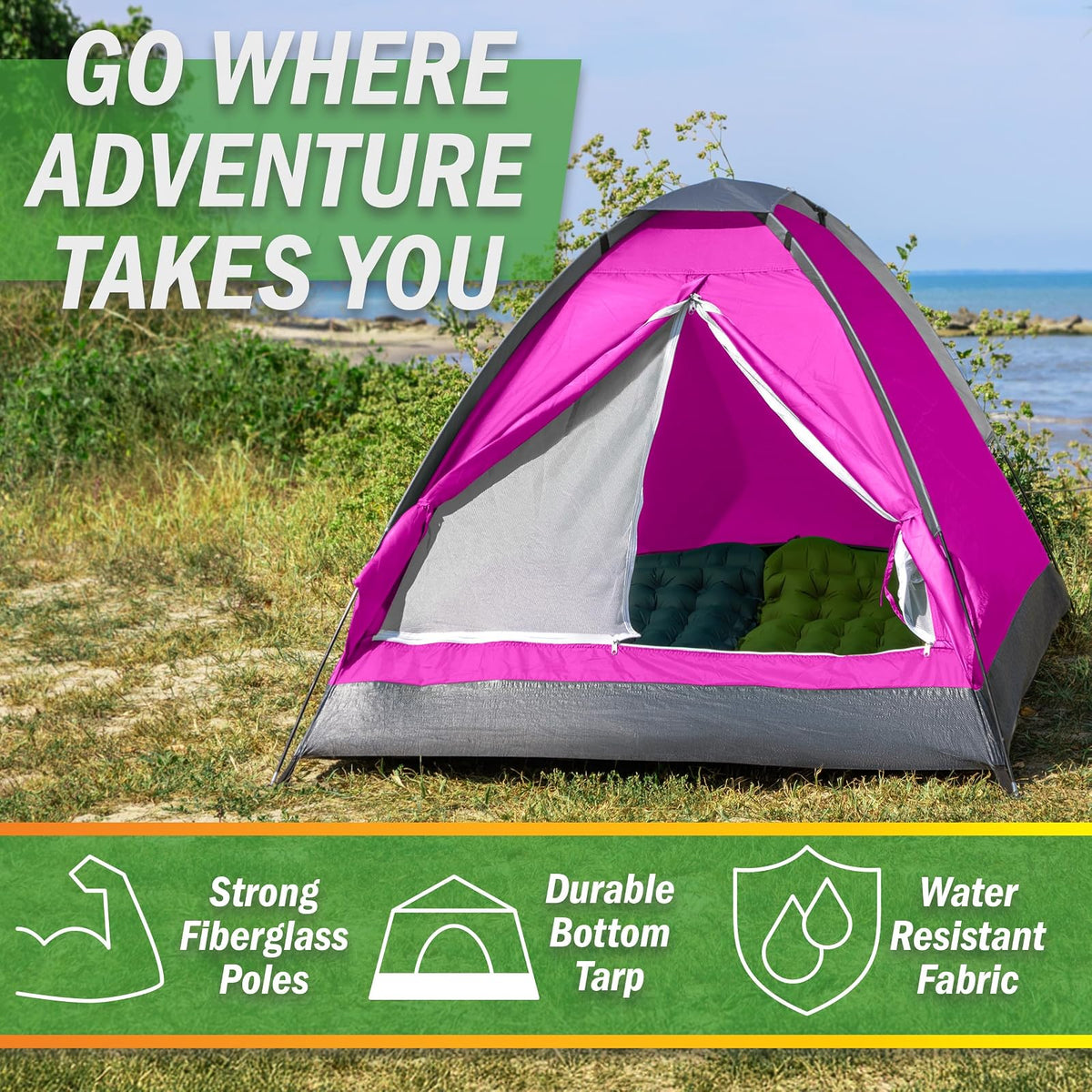 Wakeman Tents Tienda de campaña para Exteriores con Mosca de Lluvia y Bolsa de Transporte
