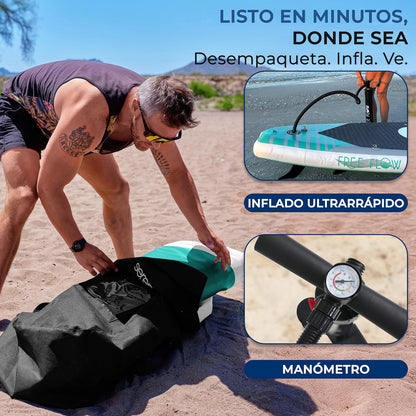 SereneLife - Tabla de Remo Inflable Ultraligera con Accesorios de Sup de Primera Calidad, diseño Extra Ancho Estable con Almohadilla Antideslizante de EVA para jóvenes y Adultos de Todos los Niveles