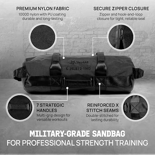 Yes4All Sacos de Arena para Entrenamiento, Sacos Ajustables sin Relleno para Entrenamiento con Asas, Varios Colores y