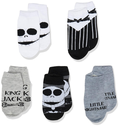 Calcetines de Pesadilla Antes de Navidad para Bebé, Paquete de 5 - 2-4 Años - Negro Blanco Multi