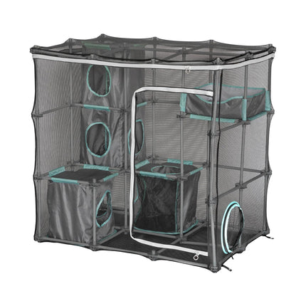 Kitty City - Mega kit de muebles para gatos Claw para interiores y exteriores, cama para gatos, caseta exterior, rascador de gatos corrugado