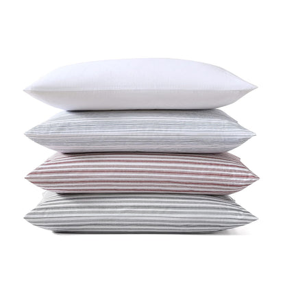 Nautica - Juego de Funda de Almohada estándar, 2 Piezas, Ropa de Cama de percal de algodón, decoración Casual para el hogar (Rayas Rojas, 20 x 30 Pulgadas)
