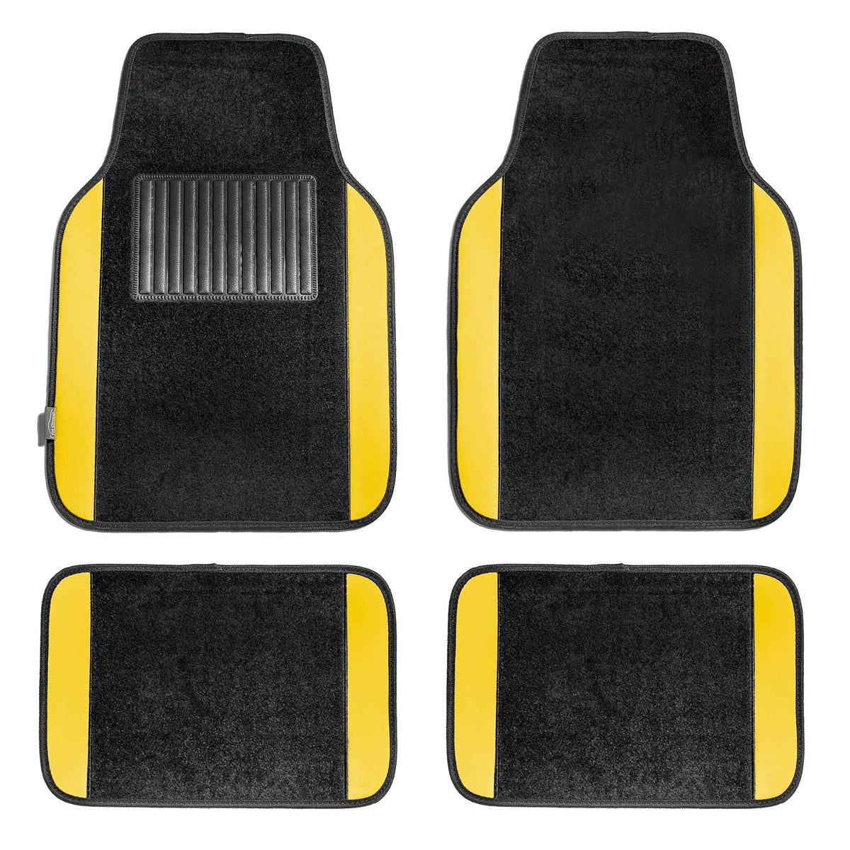 FH GROUP F14407YELLOW Premium Full Set Carpet Floor Mat (Sedan and SUV with Driver Heel Pad Yellow) - Yellow