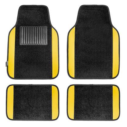 FH GROUP F14407YELLOW Premium Full Set Carpet Floor Mat (Sedan and SUV with Driver Heel Pad Yellow) - Yellow